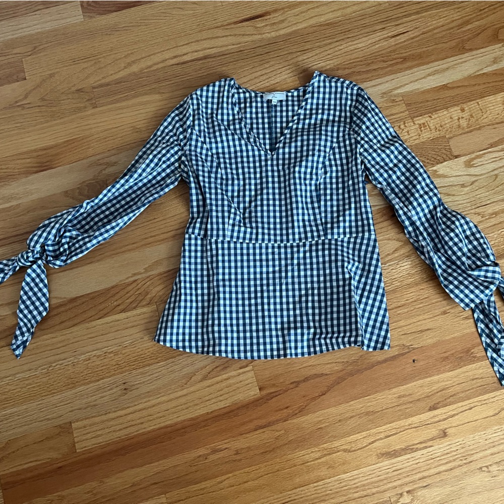 Blue Gingham JCrew Universal Standard Tie Top